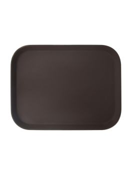 Поднос прорезиненный прямоугольный 410х300х25 мм коричневый [1216CT Brown]