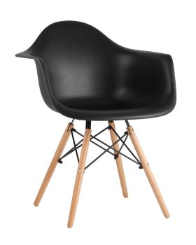 Стул пластиковый с подлокотниками «Eames Литой» с жестким сиденьем (деревянный каркас)