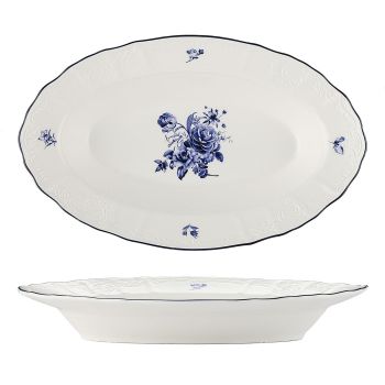 Блюдо овальное,глубокое 24*16 см, 350 мл, коллекция "Blue Flower"  P.L. Proff Cuisine